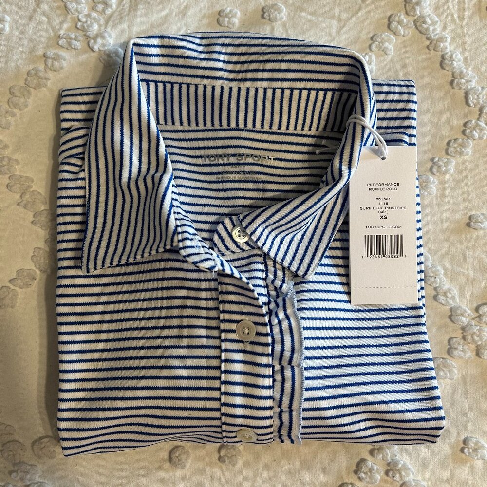 Tory Sport Performance Striped & Ruffle Polo - Picture 2 of 4